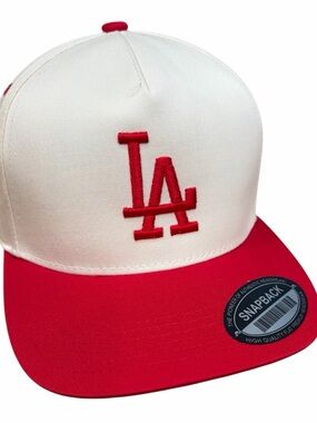 LA Snapback Hat Dodgers hat- White and Red embroidered logo